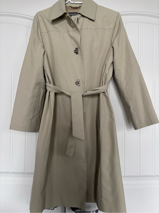 Salvatore Ferragamo Jackets & Blazers - Salvatore Ferragamo Women's Beige Trench Coat with Tie Belt